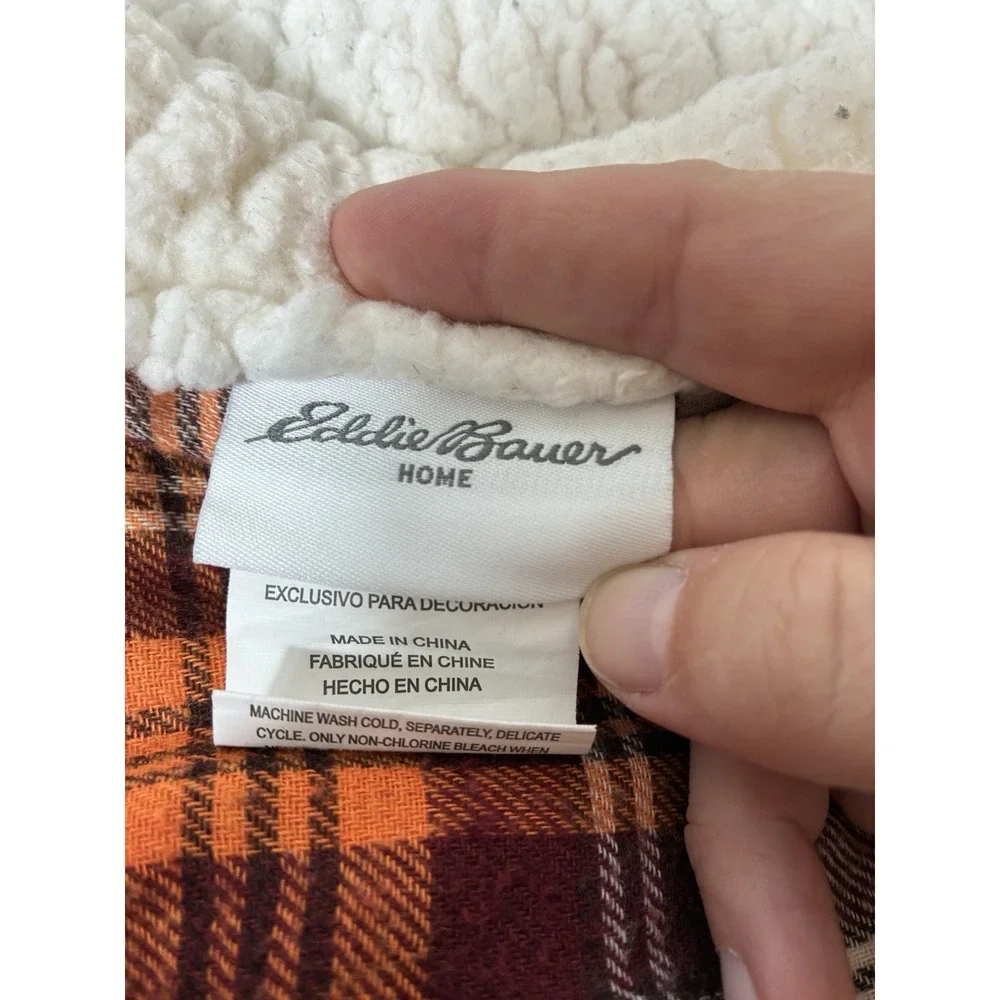 Eddie Bauer Throw Blanket‎ Reversible Sherpa Fleece Bedding Edgewood Plaid 50x60